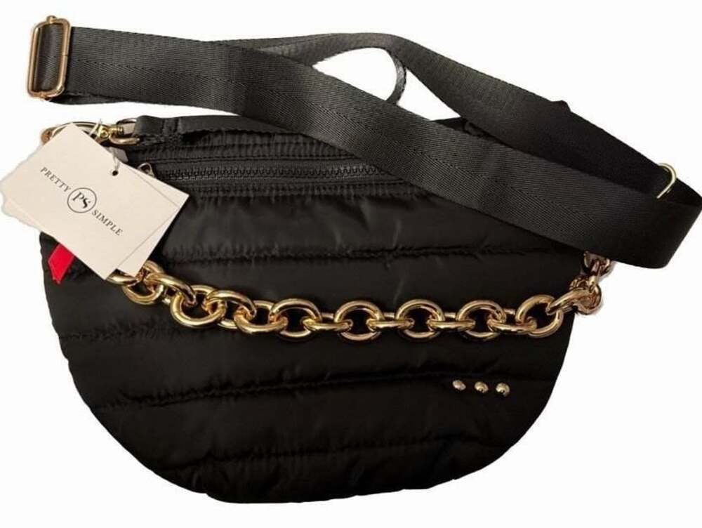New Pretty Simple Jolie Puffer Belt Bag –With Gold Metal Chain Detachable Should